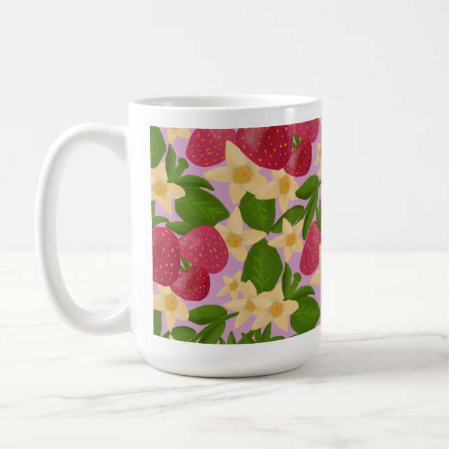 Süßer Erdbeergarten & Botanische Blumenästhetik Kaffeetasse (Links)