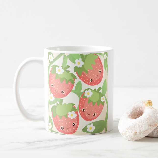 Süßer Erdbeergarten  Kaffeetasse (Mit Donut)