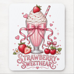 Süßer Erdbeermilchshake Rosa Dessert Mousepad
