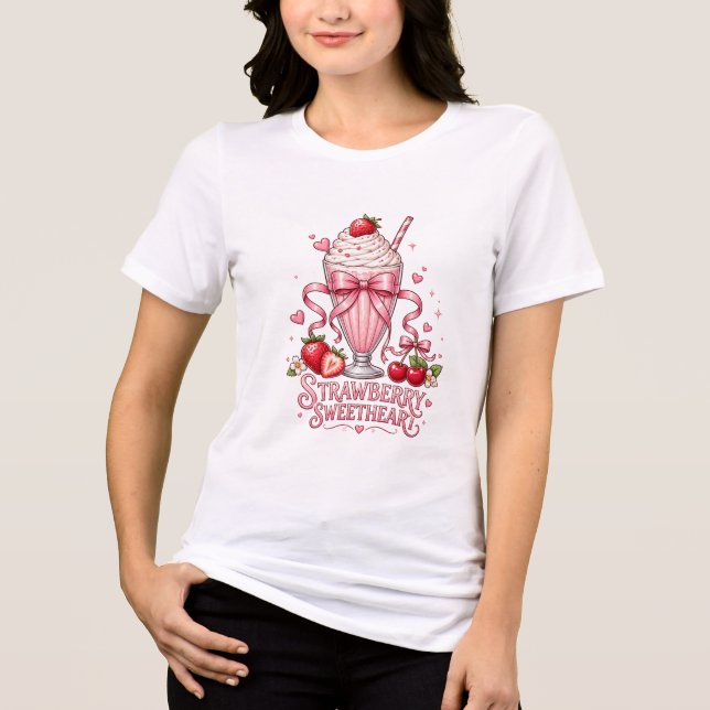 Süßer Erdbeermilchshake Rosa Dessert Tri-Blend Shirt (Vorderseite)