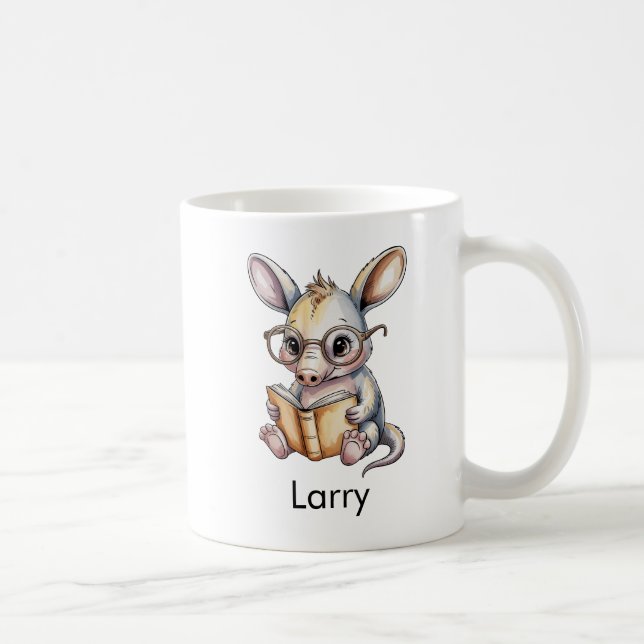 Süßer Erdferkel liest ein Buch Custom Kaffeetasse (Rechts)