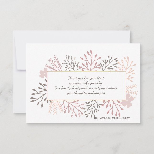 Süßer Erinnerungs-Trauerfall danken Ihnen zu Dankeskarte (Vorderseite)