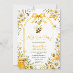 Süßer erster Bienentag Geburtstag Daisy Floral Gel Einladung