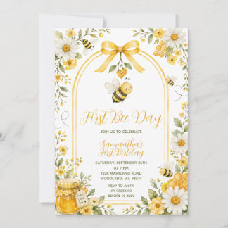 Süßer erster Bienentag Geburtstag Daisy Floral Gel Einladung