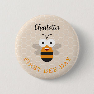 Süßer erster Geburtstag 1. Bienen-Tag Honigbiene H Button