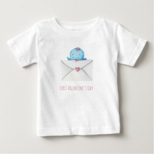 Süßer erster Valentinstag-Vogel Baby T-shirt