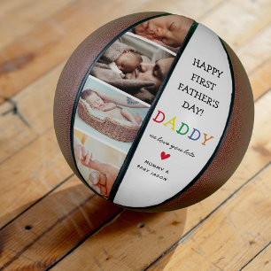 Süßer erster Vatertag Daddy-Fotocollage Basketball