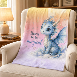 Süßer Fantasy-Drache Geboren um Magisch zu Sein Fleecedecke