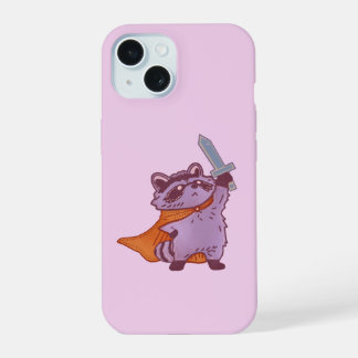 Süßer Fantasy-Waschbär-Krieger mit Schwert und Umh iPhone 15 Hülle
