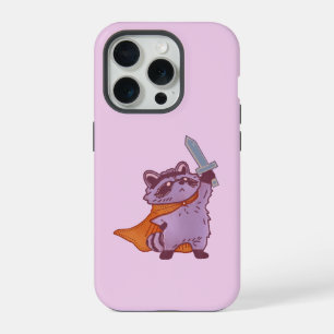 Süßer Fantasy-Waschbär-Krieger mit Schwert und Umh iPhone 15 Pro Hülle