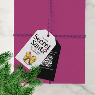 Süßer farbenfroher Secret-Santa-Hut-QR-Code-Wasser Geschenkanhänger