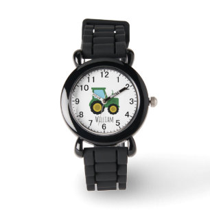 Süßer Farm-Traktor-Jungen mit Namen Kinderuhr Armbanduhr
