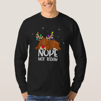 Süßer fauler Rentier Junge Mädchen Weihnachtslicht T-Shirt
