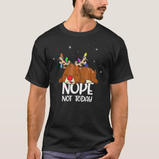 Süßer fauler Rentier Junge Mädchen Weihnachtslicht T-Shirt