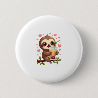 Süßer Faultier-Boba-Blasen-Milchtee Kawaii Frauen  Button