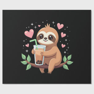 Süßer Faultier-Boba-Blasen-Milchtee Kawaii Frauen Geschenkpapier