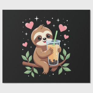 Süßer Faultier-Boba-Blasen-Milchtee Kawaii Frauen  Geschenkpapier