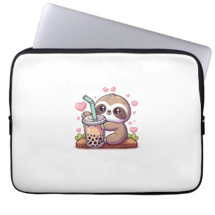 Süßer Faultier-Boba-Blasen-Milchtee Kawaii Frauen Laptopschutzhülle