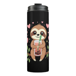 Süßer Faultier-Boba-Blasen-Milchtee Kawaii Frauen Thermosbecher
