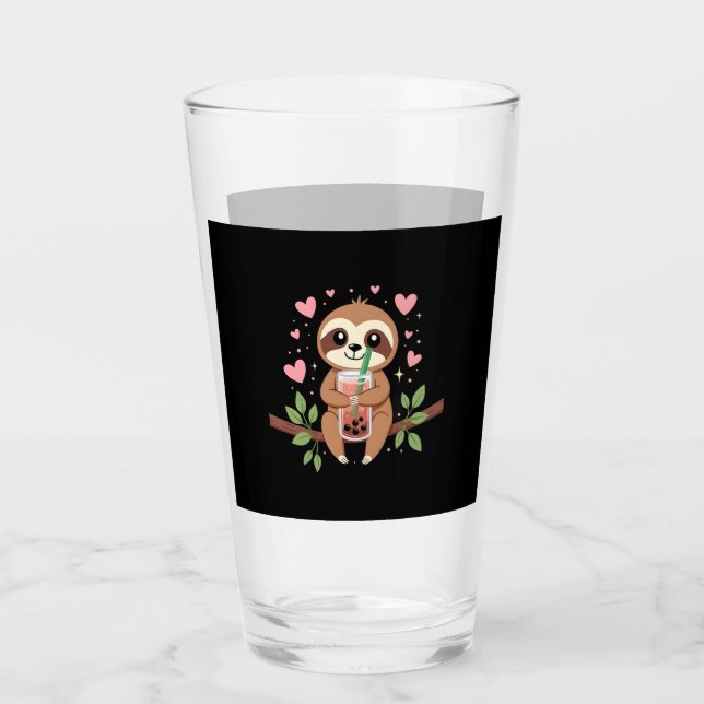 Süßer Faultier-Boba-Milchtee Kawaii Frauen Mädchen Glas (Vorderseite)