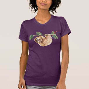Süßer Faultier, das kopfüber im Wasserfarbenstil h T-Shirt
