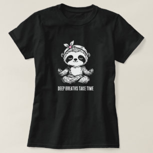 Süßer Faultier Namaste Yoga Meditation Schwarz T-Shirt