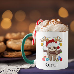Süßer Faultier-Weihnachtsmannhut Weihnachtsbälle B Tasse