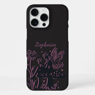 Süßer Feenpilz und schwarze und rosa Blume iPhone 16 Pro Max Hülle