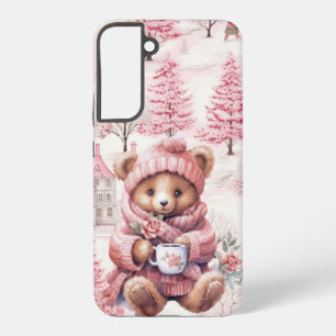 SÜßer Feiertags-Winter-Rosa Teddybär Samsung Galaxy Hülle