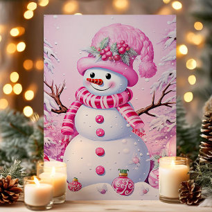 Süßer Festlicher Rosa Schneemann Weihnachten