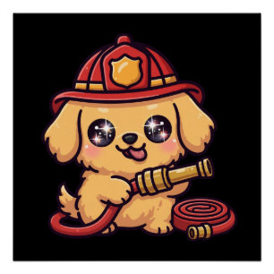 Süßer Feuerwehrhund Kawaii Poster