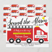 Süßer Feuerwehrwagen Baby Shower Konfetti