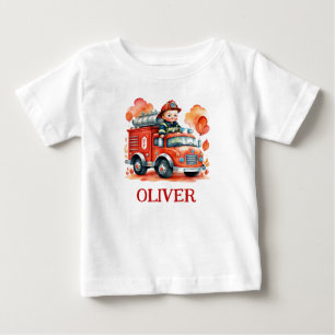 Süßer Feuerwehrwagen und Feuerwehrmann Baby T-shirt