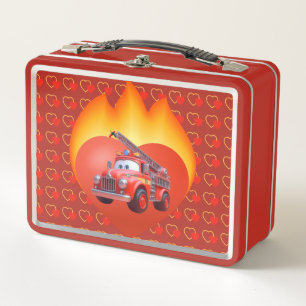 Süßer Feuerwehrwagen Valentinstag Metall Brotdose