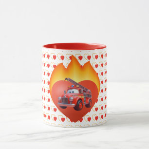 Süßer Feuerwehrwagen Valentinstag Tasse
