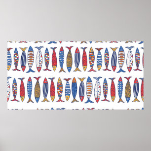 Süßer Fisch. Kinderhintergrund. Nahtloses Muster. Poster