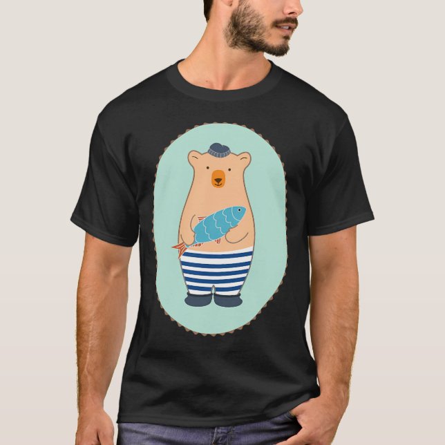 Süßer Fisch-Mann-Bär mit Fisch T-Shirt (Vorderseite)