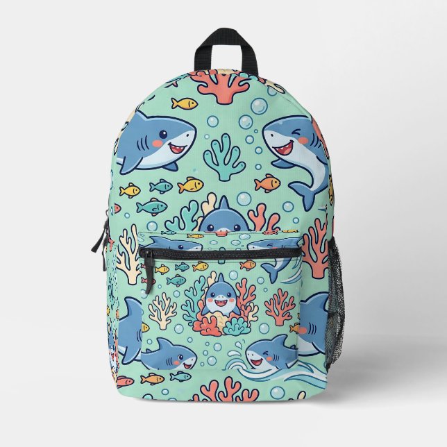 Süßer Fisch Ozean Rucksack – Pastell-Muster (Vorderseite)