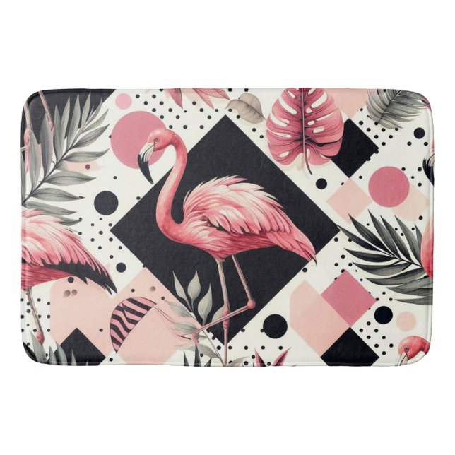Süßer Flamingo Geometrisch Badematte (Vorderseite)