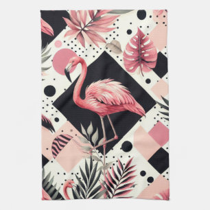 Süßer Flamingo Geometrisch Geschirrtuch