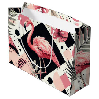 Süßer Flamingo Geometrisch Große Geschenktüte