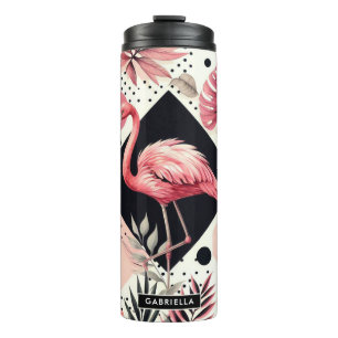 Süßer Flamingo Geometrisch Thermosbecher