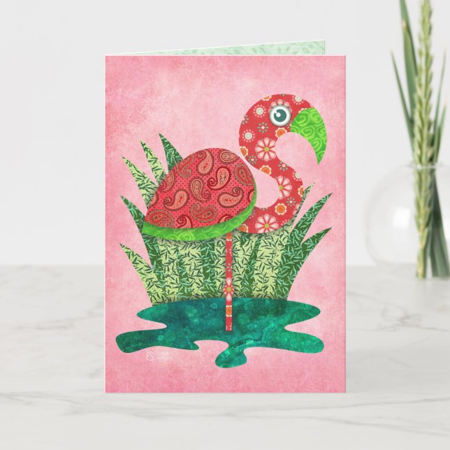 Süßer Flamingo Karte (Vorderseite)