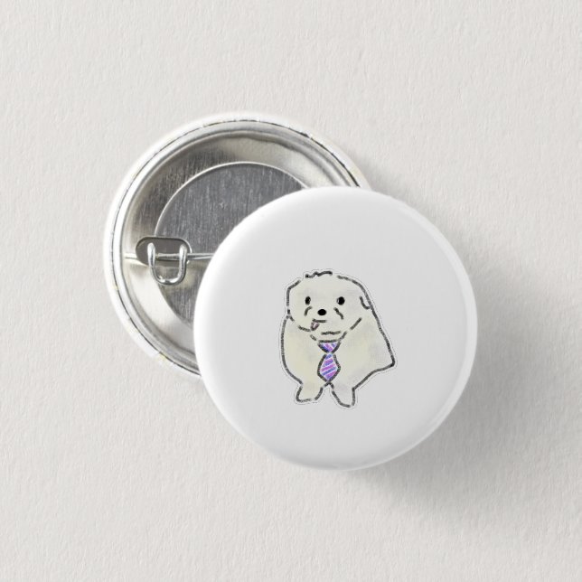 Süßer flauschiger Welpe mit Krawatte als Geschenk Button (Vorne & Hinten)
