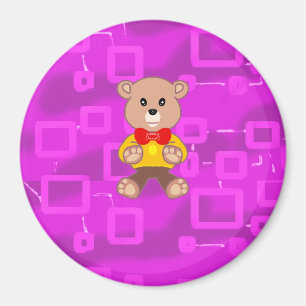 Süßer Fliege Teddybär Rosa Geometrischer Magnet