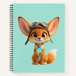 Süßer Flieger Fennec Fuchs mit Vintage-Taschenuhr Notizbuch