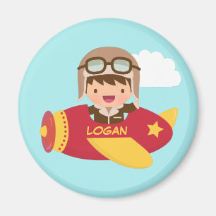 Süßer Fliegerjunge Flugzeug-Abenteuer für Kinder Magnet