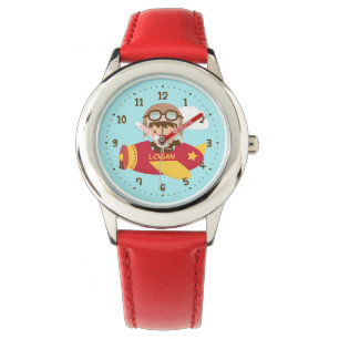 Süßer Fliegerjunge Flugzeugabenteuer für Jungen Armbanduhr