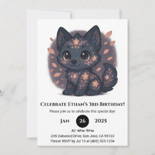 Süßer floraler Wolf Geburtstag Einladung