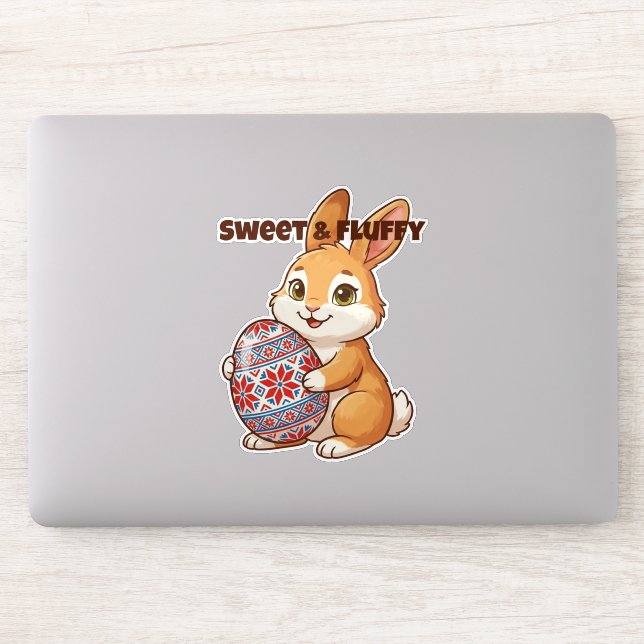 Süßer & Fluffiger Häschen Vinyl Aufkleber (Computer)